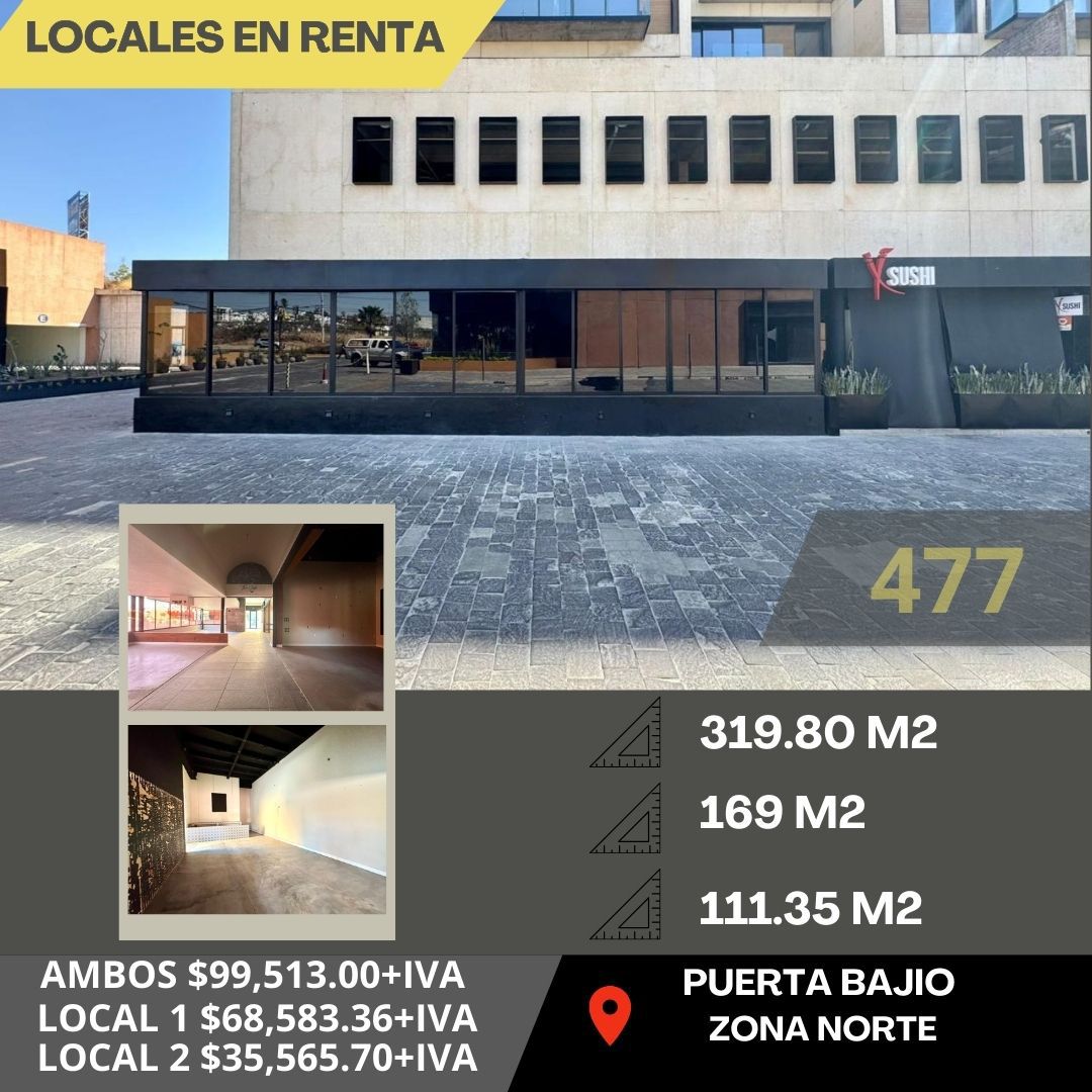 LOCALES EN RENTA EN PUERTA BAJIO SE RENTAN JUSTOS O SEPARADOS
