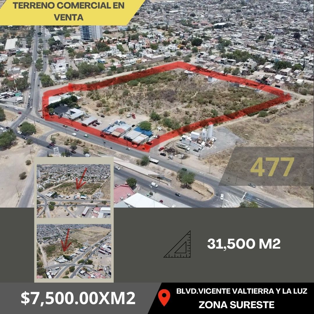 TERRENO COMERCIAL EN VENTA SOBRE BLVD VICENTE VALTIERRA Y LA LUZ