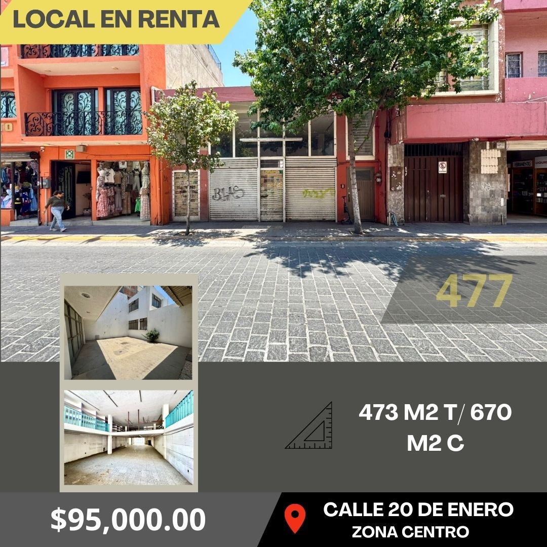 LOCAL EN RENTA EN CALLE 20 DE ENERO EN ZONA CENTRO